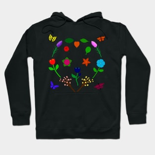 Scattered Flowers and Butterflies, no background Hoodie